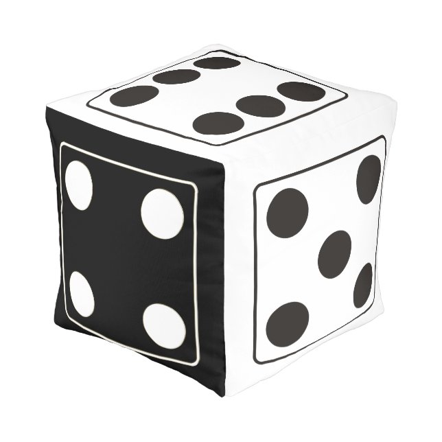 DICE numbers of pips black white mix + your backg. Pouf (Angled Front)
