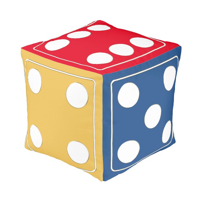 DICE numbers of pips white + your background color Pouf (Angled Front)