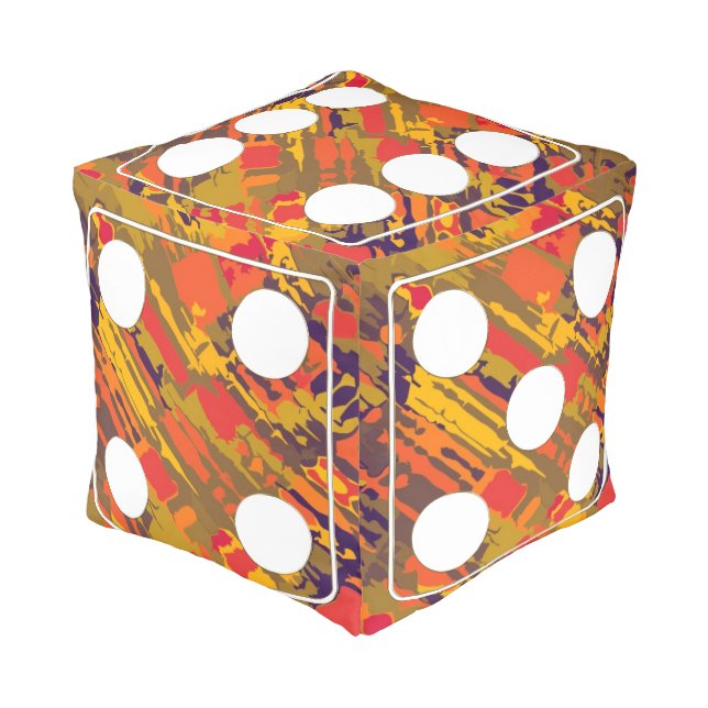 DICE numbers of pips white + your background image Pouf (Angled Front)