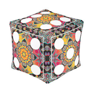 DICE numbers of pips white + your background image Pouf