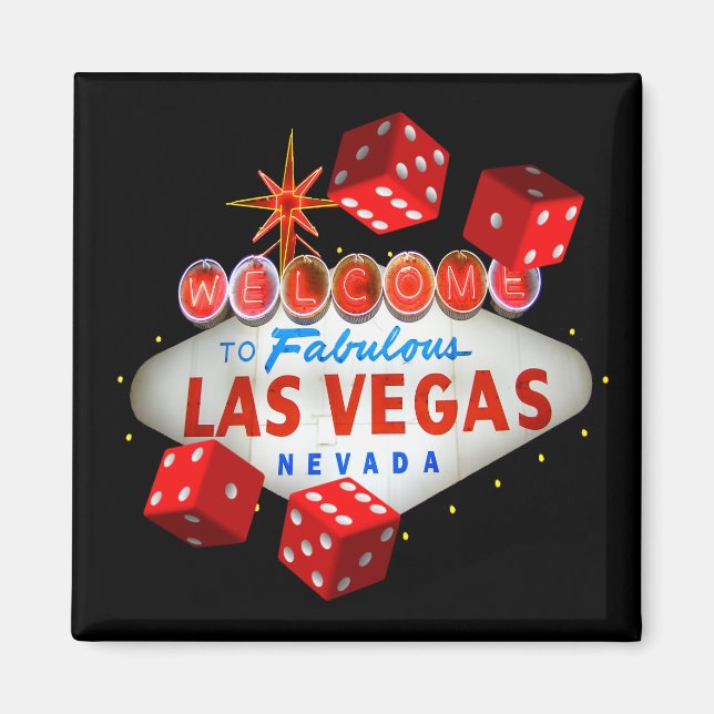 Dice Players Lucky Las Vegas Magnet (Front)