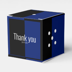 Dice polka dots dice pattern blue & black favor boxes