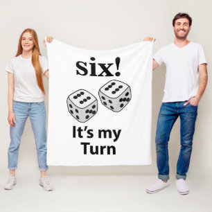 Dice Rolling Six It's My Turn Roll Dice Fleece Blanket