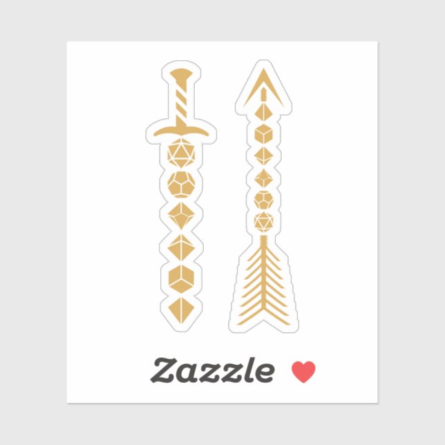 Dice Sword and Dice Arrow Bronze Sticker (Sheet)