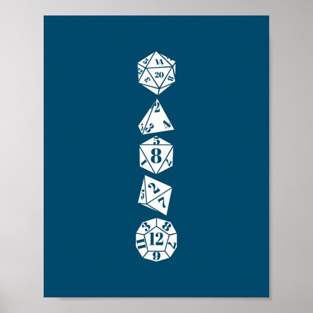 Dice w20 w12 w8 RPG table top game geometry role Poster (Front)