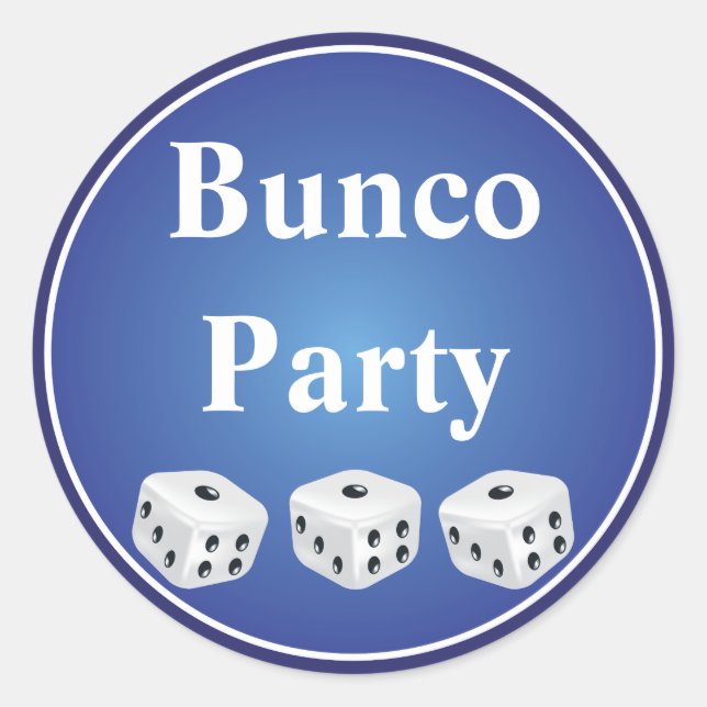 dice with blue circle customizable classic round sticker (Front)