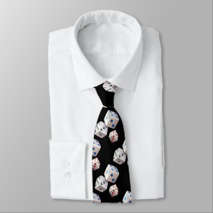 Dice With Colorful Dots On Black Neck Tie