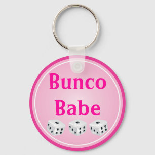 dice with pink circle customizable keychain