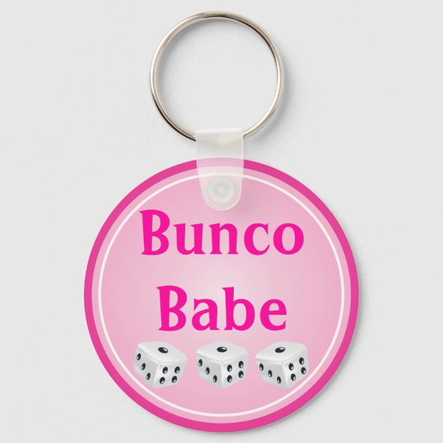 dice with pink circle customizable keychain (Front)