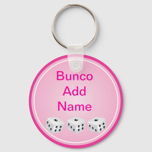 dice with pink circle customizable keychain (Front)