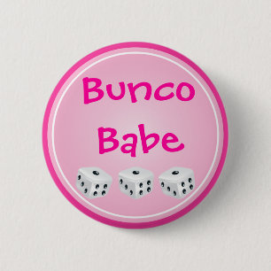 dice with pink circle customizable pinback button
