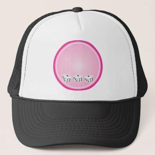 dice with pink circle customizable trucker hat