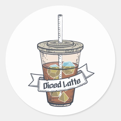Diced Latte Dice Ice Coffee Classic Round Sticker
