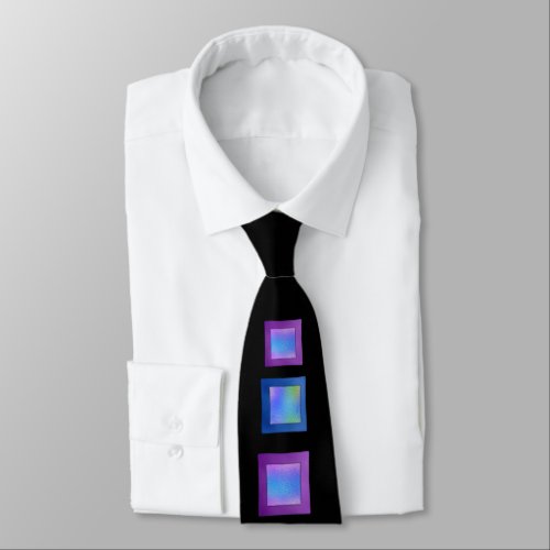 Dichroic Iridescent Fused Glass Look Black Modern Neck Tie