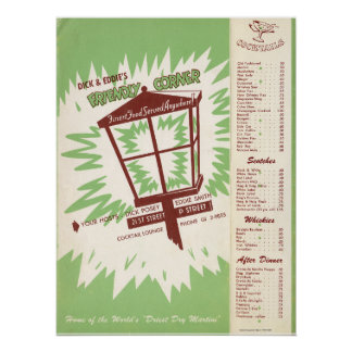 Dick & Eddie's Menu Poster