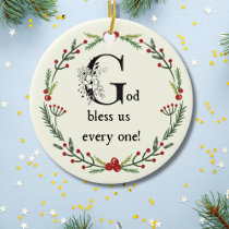 Dickens A Christmas Carol God Bless Us Every One   Ceramic Ornament