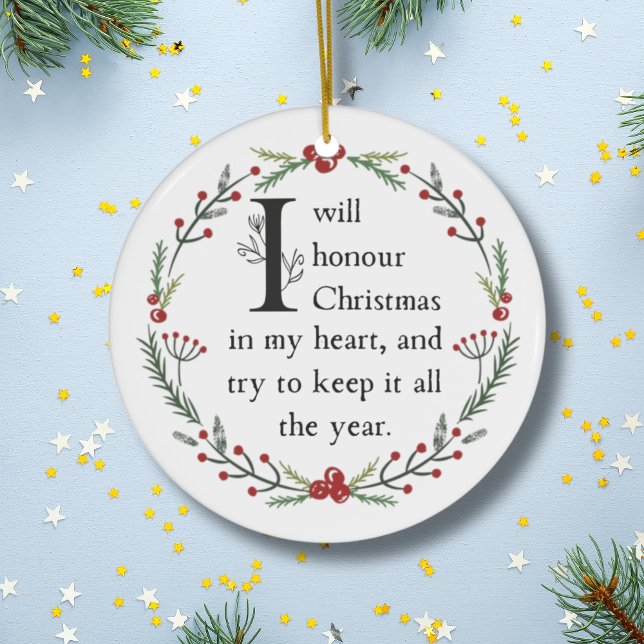 Dickens A Christmas Carol Scrooge Personalized Ceramic Ornament (This Dickens Christmas ornament, in Victorian style, makes a beautiful family keepsake.)