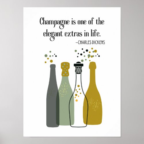 Dickens Champagne Midcentury Bar Cart Art Poster