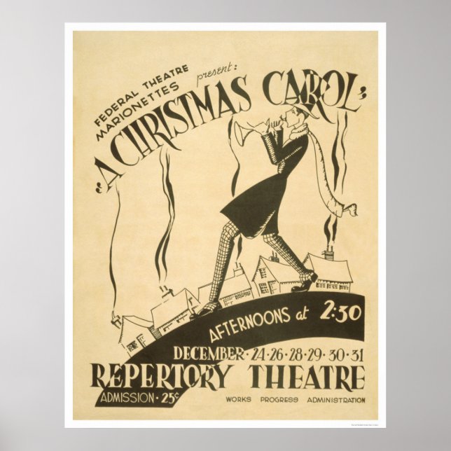 Dickens Christmas Carol 1938 WPA Poster (Front)