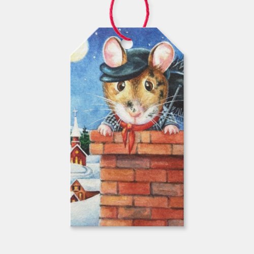 Dickens Christmas Chimney Sweep Mouse Art Gift Tags