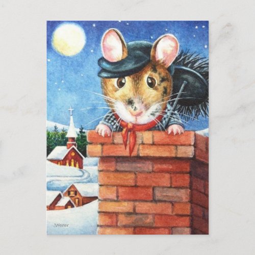 Dickens Christmas Chimney Sweep Mouse Art Postcard