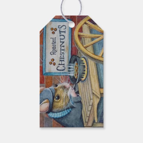 Dickens Christmas Mouse Roasting Chestnuts Art Gift Tags