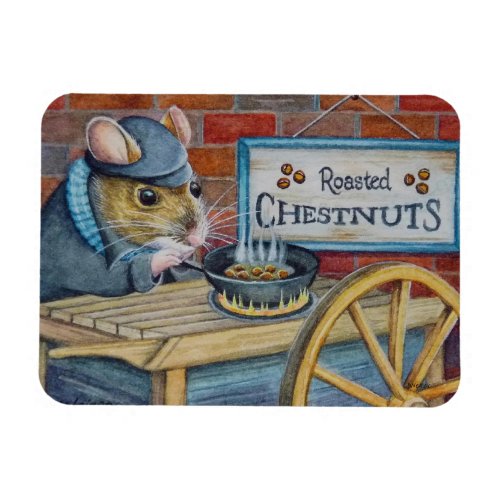 Dickens Christmas Mouse Roasting Chestnuts Art Magnet
