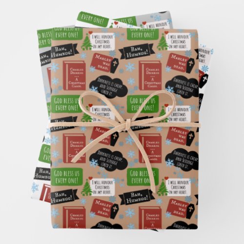 Dickens Scrooge A Christmas Carol Funny Bah Humbug Wrapping Paper Sheets