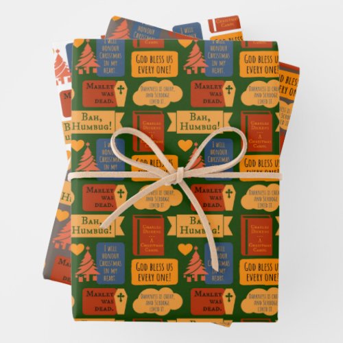 Dickens Scrooge Christmas Carol Funny Bah Humbug Wrapping Paper Sheets