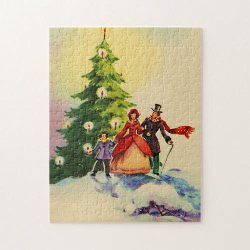 Dickens style Christmas illustration Jigsaw Puzzle