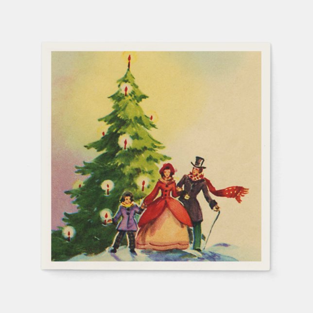 Dickens style Christmas illustration Napkins (Front)
