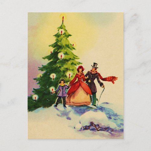 Dickens style Christmas illustration Postcard