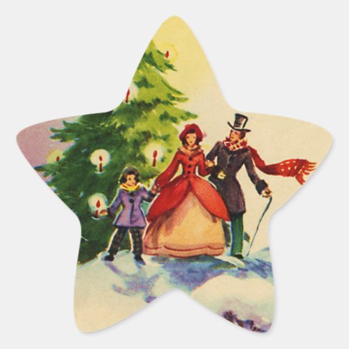 Dickens style Christmas illustration Star Sticker