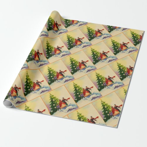 Dickens style Christmas illustration Wrapping Paper