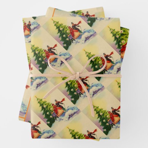 Dickens style Christmas illustration Wrapping Paper Sheets
