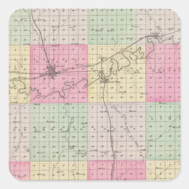 Dickinson County, Kansas Square Sticker (Front)