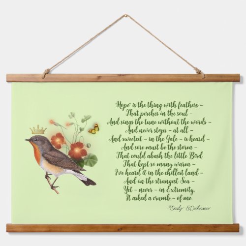 Dickinson Hope Poem  Crown Bird Hanging Tapestry