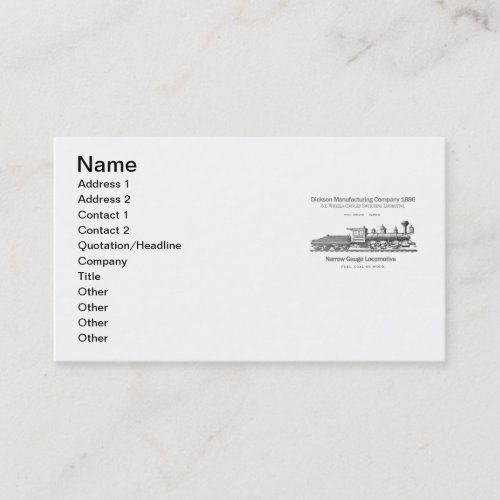 Dickson Switching Locomotive 1886 Business Cards