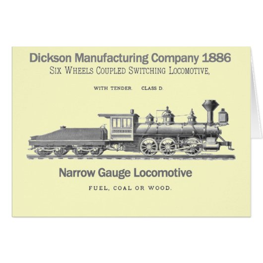 Dickson Switching Locomotive 1886 Cards (Front Horizontal)