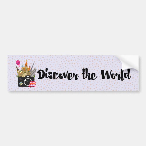 Dicover The World Camera with European Landmarks Bumper Sticker