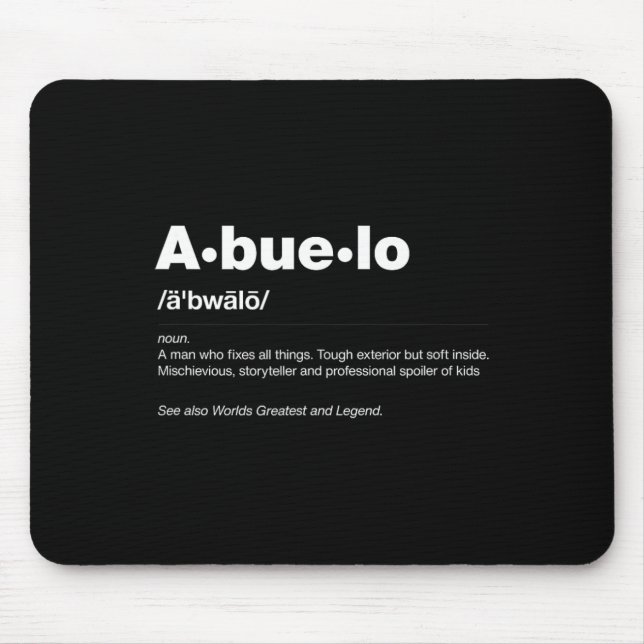 Dictionary Definition Fathers Day Gift Grandpa Abu Mouse Pad (Front)