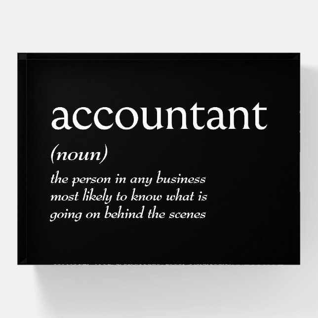 Dictionary Definition For ACCOUNTANT Paperweight (Front)