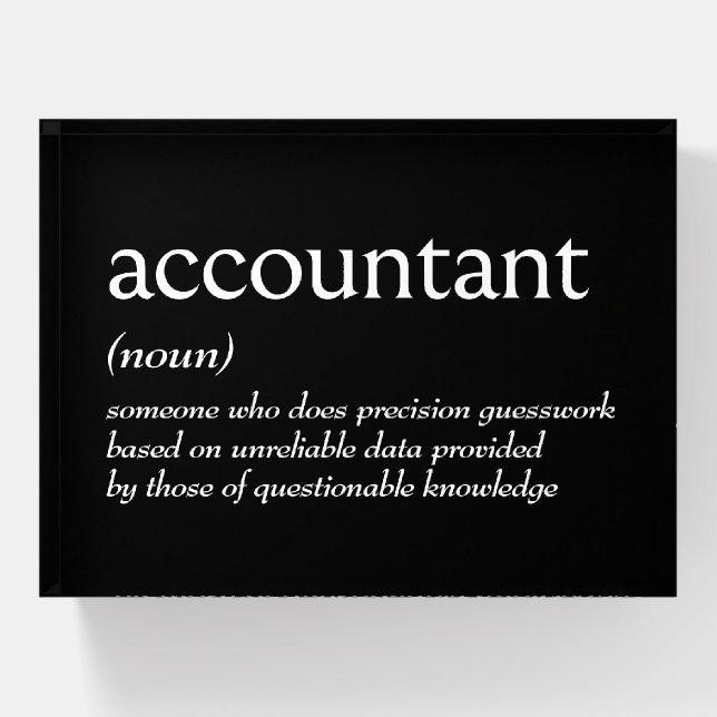 Dictionary Definition For ACCOUNTANT Paperweight (Front)