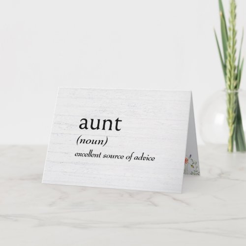 Dictionary Definition For AUNT Card