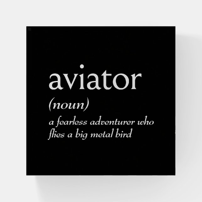 Dictionary Definition For AVIATOR Paperweight (Front)