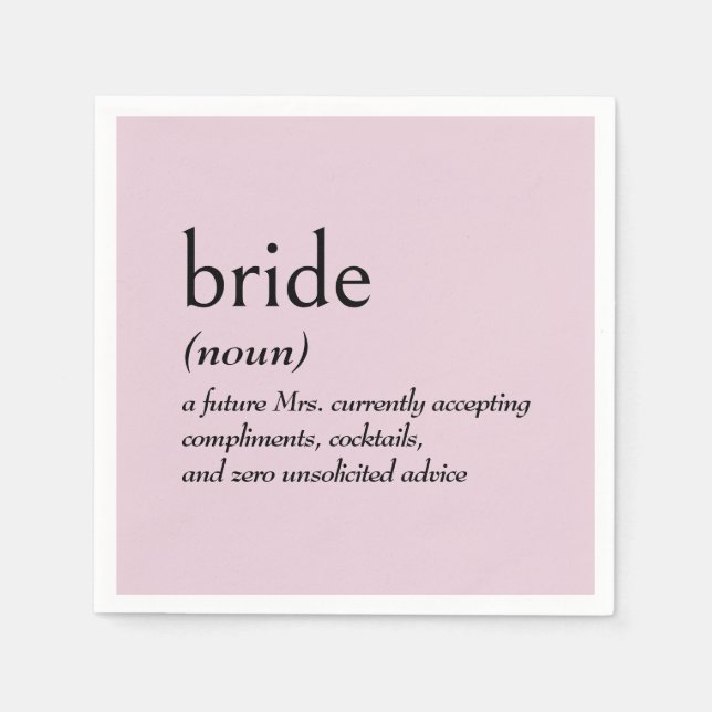 Dictionary Definition for BRIDE Napkins (Front)