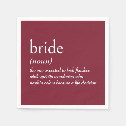 Dictionary Definition for BRIDE Napkins