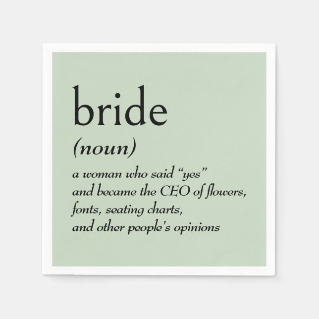 Dictionary Definition for BRIDE Napkins (Front)