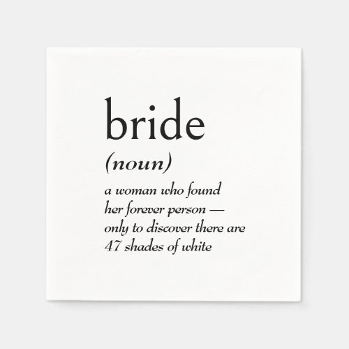 Dictionary Definition for BRIDE Napkins