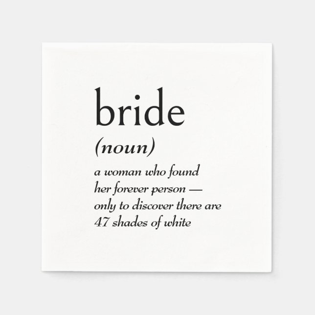 Dictionary Definition for BRIDE Napkins (Front)